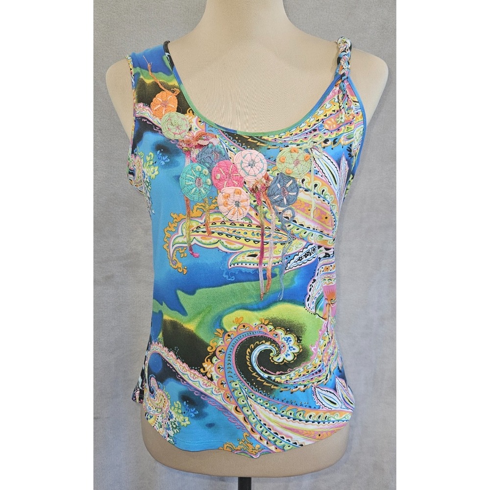 Art To Wear Javier Simorra BOHO Barcelona Embellished Sleeveless Top EU 42 US 8